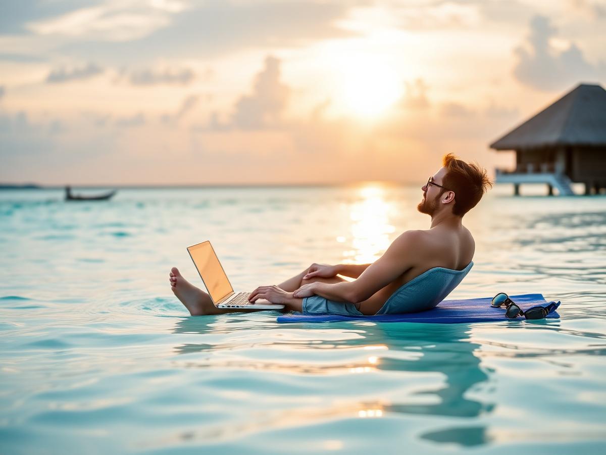 Empresário em liberdade nas Maldivas